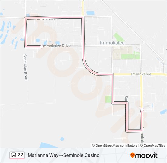 22 bus Line Map