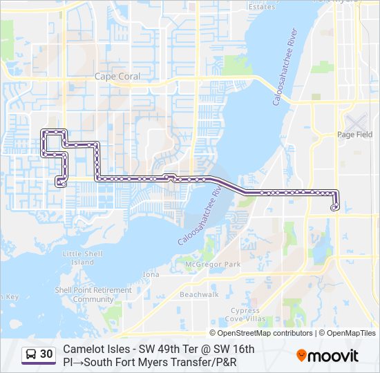 30 bus Line Map