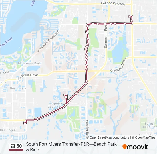 50 Bus Line Map