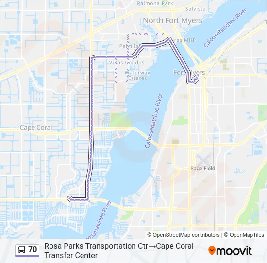 70 Bus Line Map