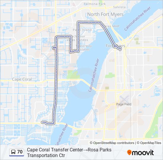 70 Route: Schedules, Stops & Maps - Cape Coral Transfer Center‎→Rosa Parks  Transportation Ctr (Updated)