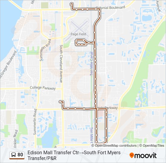 80 Bus Line Map