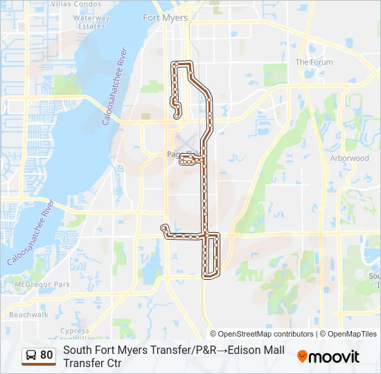 80 Bus Line Map