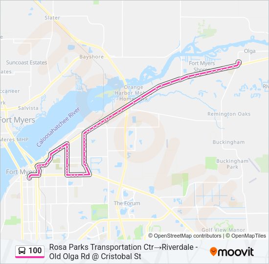 100 bus Line Map