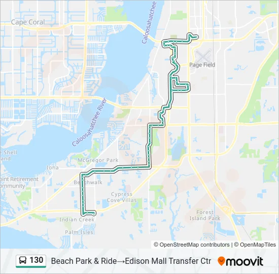130 Bus Line Map