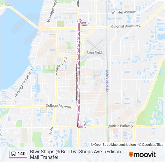 Mapa de 140 de autobús