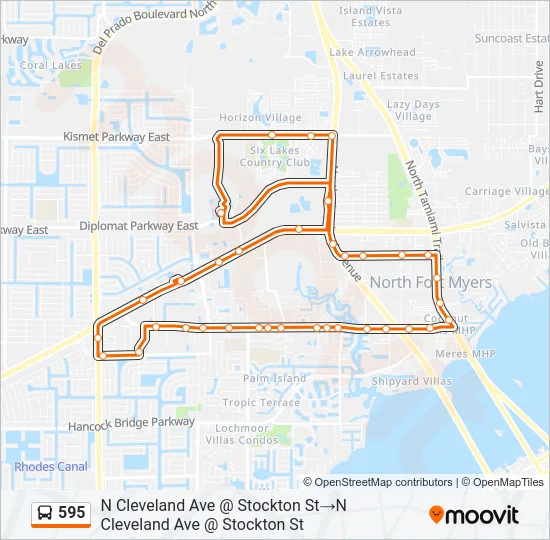 595 Bus Line Map
