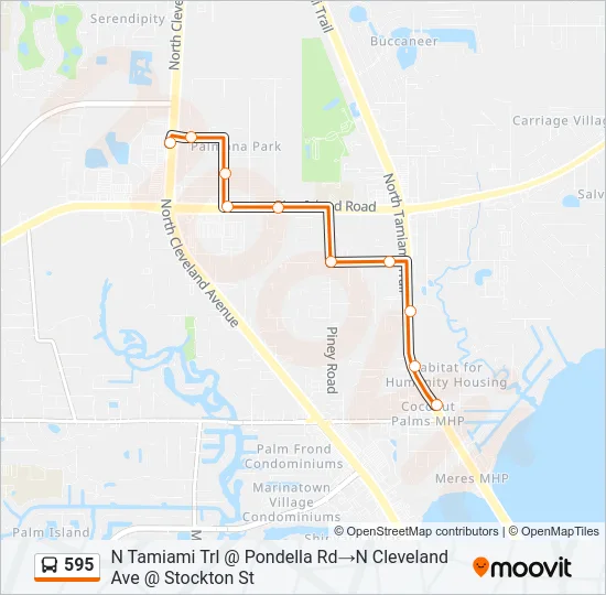 595 Bus Line Map
