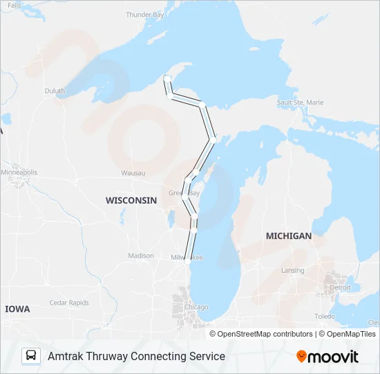 AMTRAK THRUWAY CONNECTING SERVICE Bus Line Map