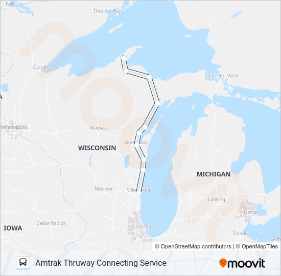 AMTRAK THRUWAY CONNECTING SERVICE Bus Line Map