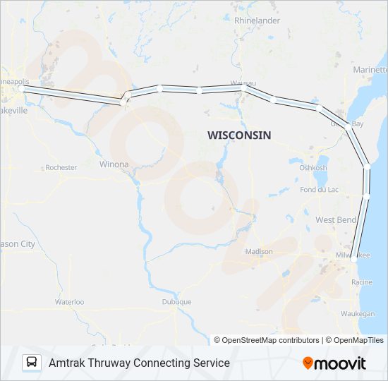 AMTRAK THRUWAY CONNECTING SERVICE Bus Line Map
