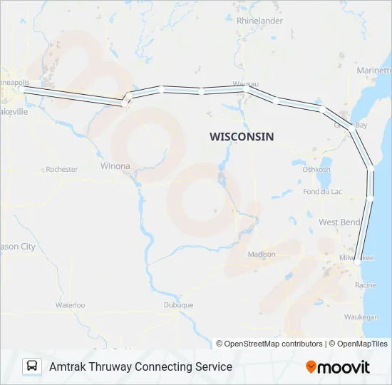 AMTRAK THRUWAY CONNECTING SERVICE Bus Line Map