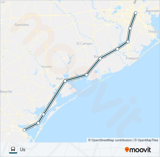 Ruta greyhound us1126s horarios, paradas y mapas Corpus Christi Bus