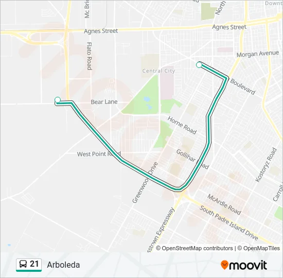 21 Bus Line Map