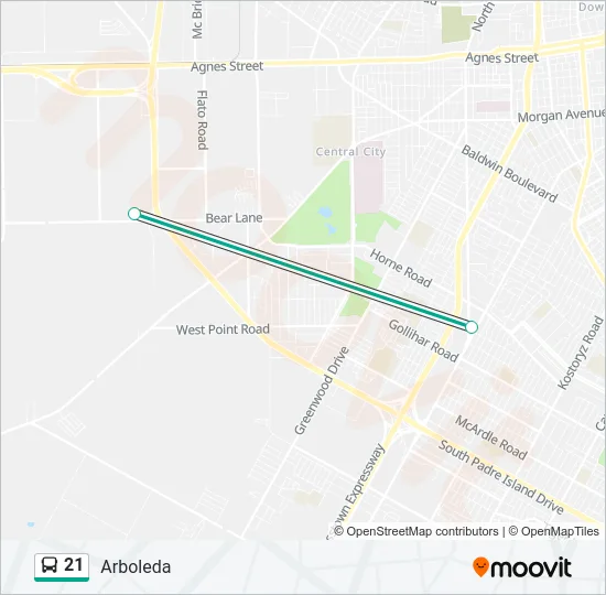 21 Bus Line Map