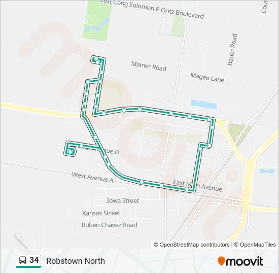 34 Bus Line Map