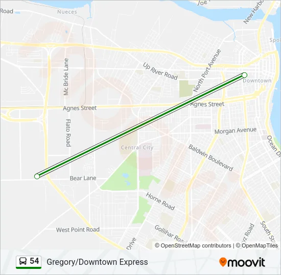 54 Bus Line Map