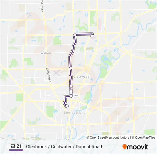 21 Bus Line Map