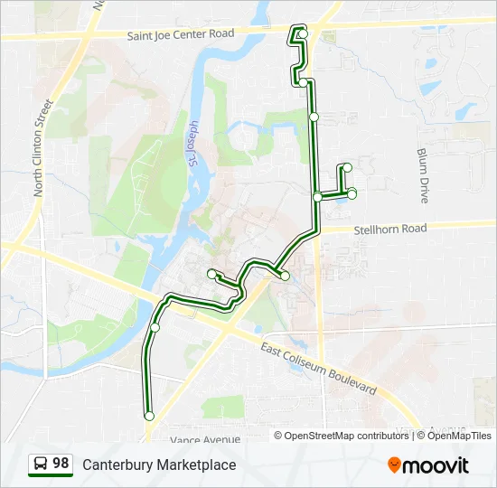 98 Bus Line Map