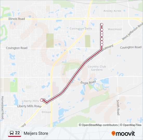 22 bus Line Map