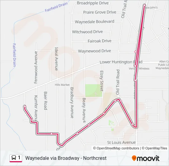 1 Bus Line Map