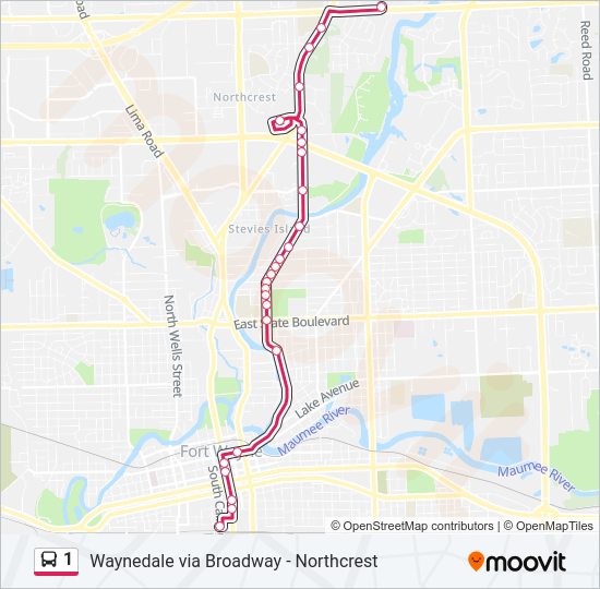 1 bus Line Map