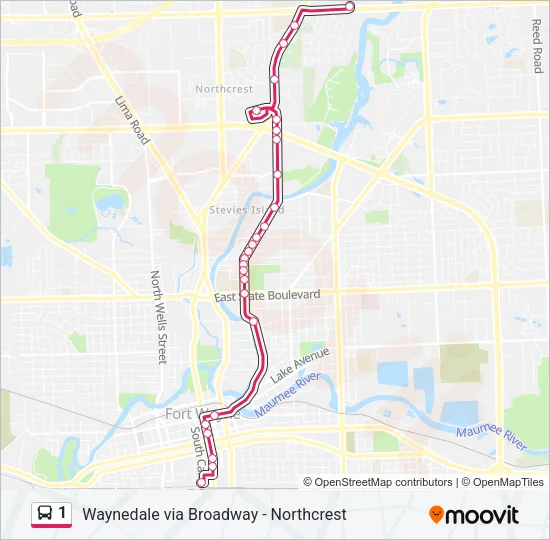 1 Bus Line Map
