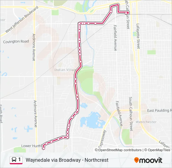 1 Bus Line Map