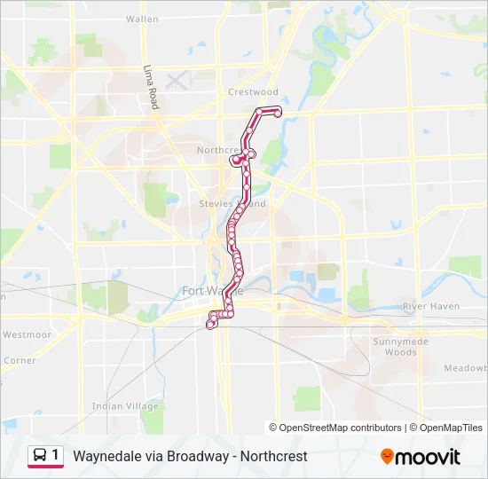 1 Bus Line Map