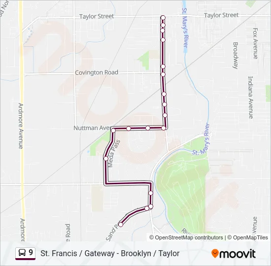 9 Bus Line Map