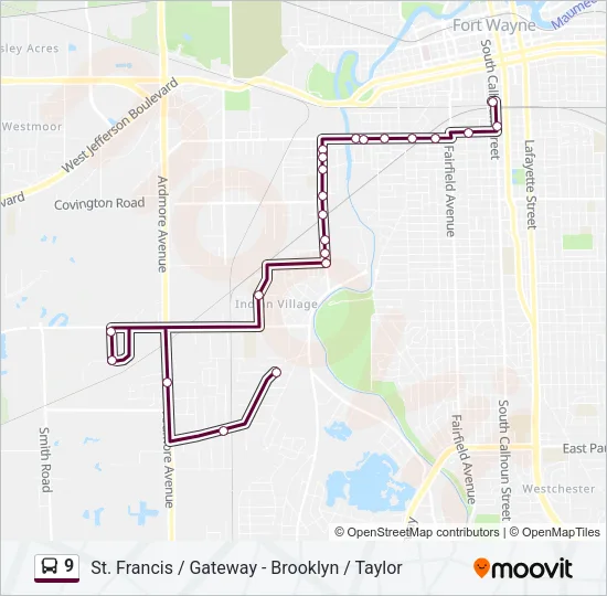 9 Bus Line Map