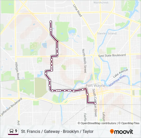 9 Bus Line Map