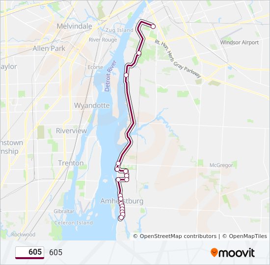 605 bus Line Map