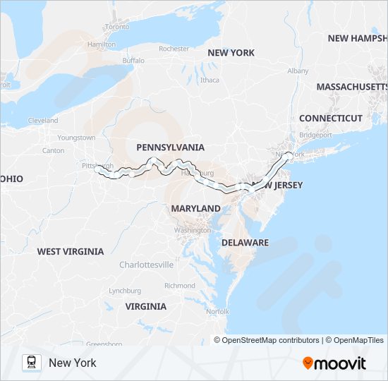 PENNSYLVANIAN Train Line Map