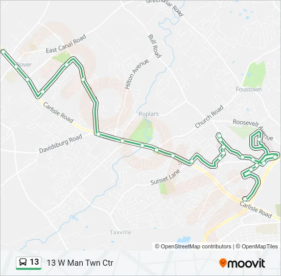 13 Bus Line Map