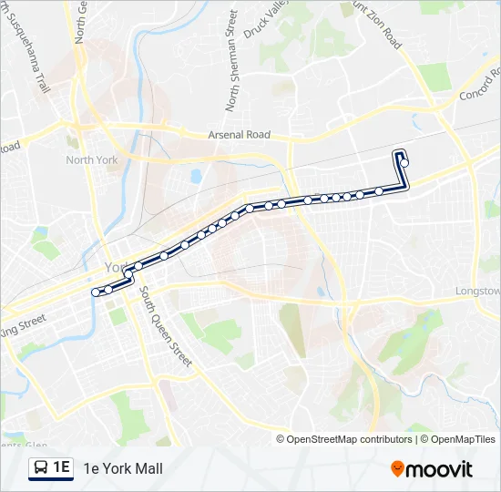 1E Bus Line Map