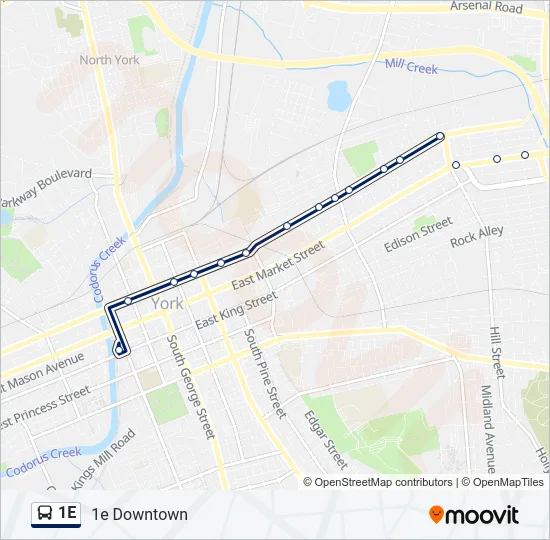1E Bus Line Map