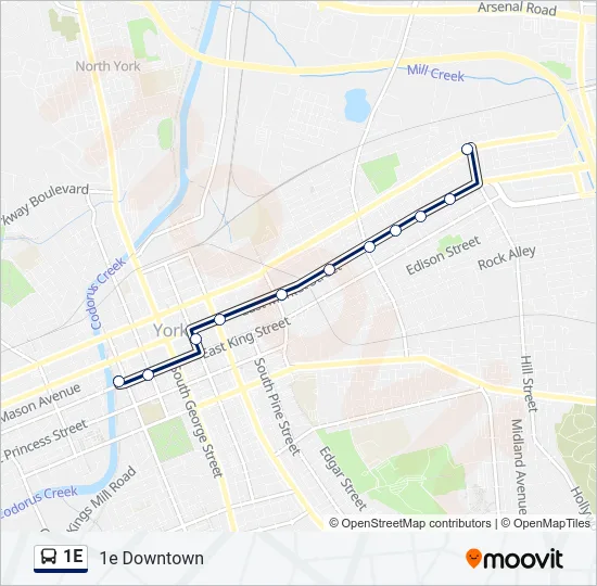 1E Bus Line Map