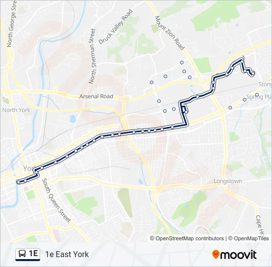 1E Bus Line Map