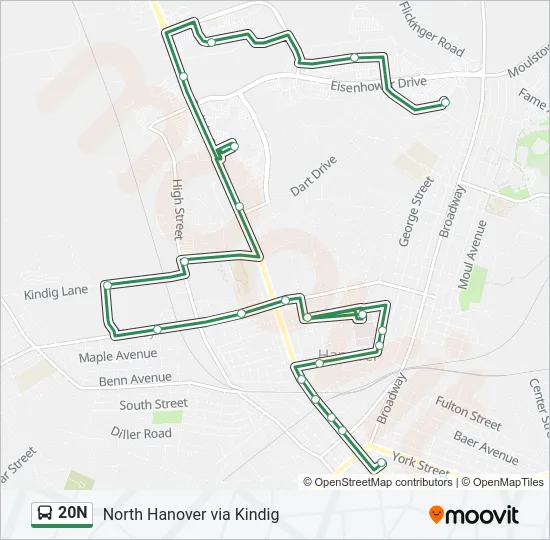 20N Bus Line Map