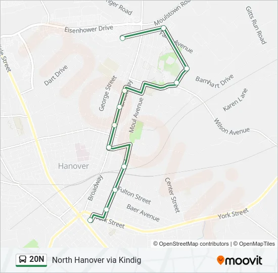 20N Bus Line Map