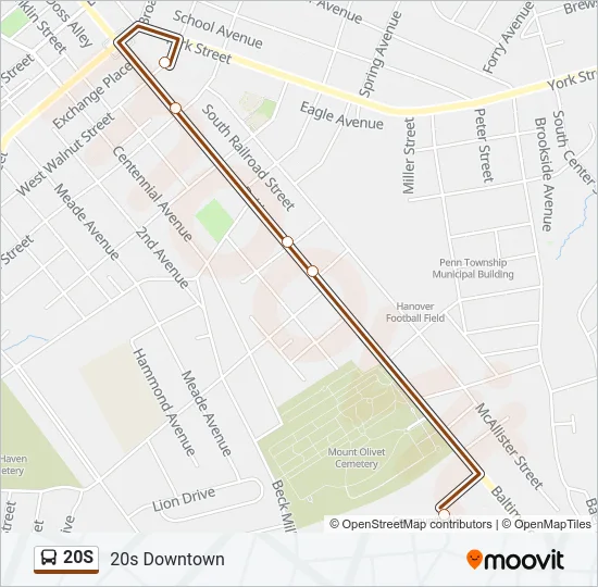 20S Bus Line Map