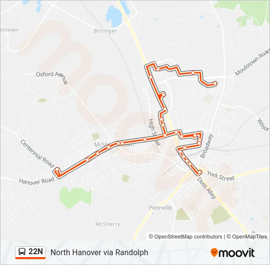 22N Bus Line Map