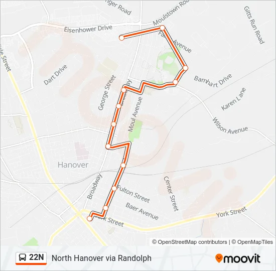 22N Bus Line Map