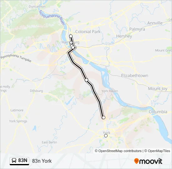 83N Bus Line Map
