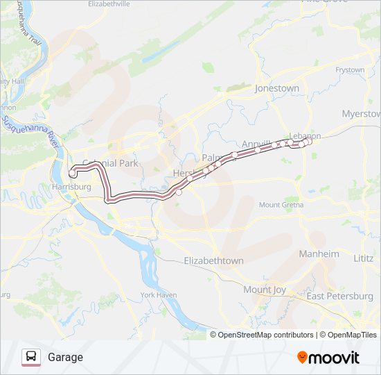 HARRISBURG COMMUTE KING EXPRESS A Bus Line Map