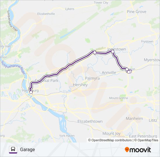 HARRISBURG COMMUTE KING EXPRESS B Bus Line Map