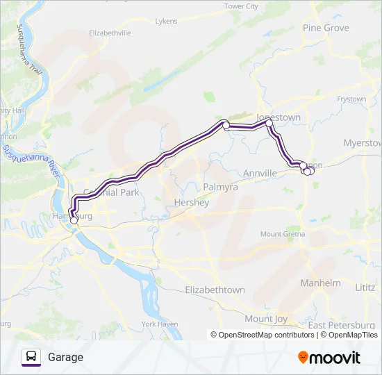 HARRISBURG COMMUTE KING EXPRESS B Bus Line Map