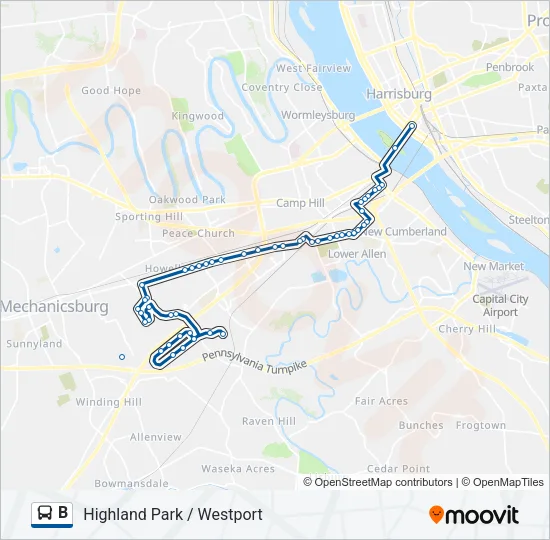 B Bus Line Map