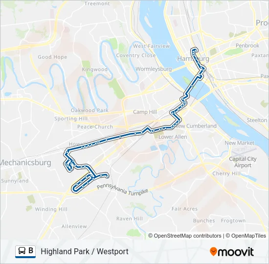 B Bus Line Map
